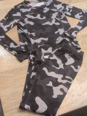 Lands' End Kids Black and Gray Camo Matching Set